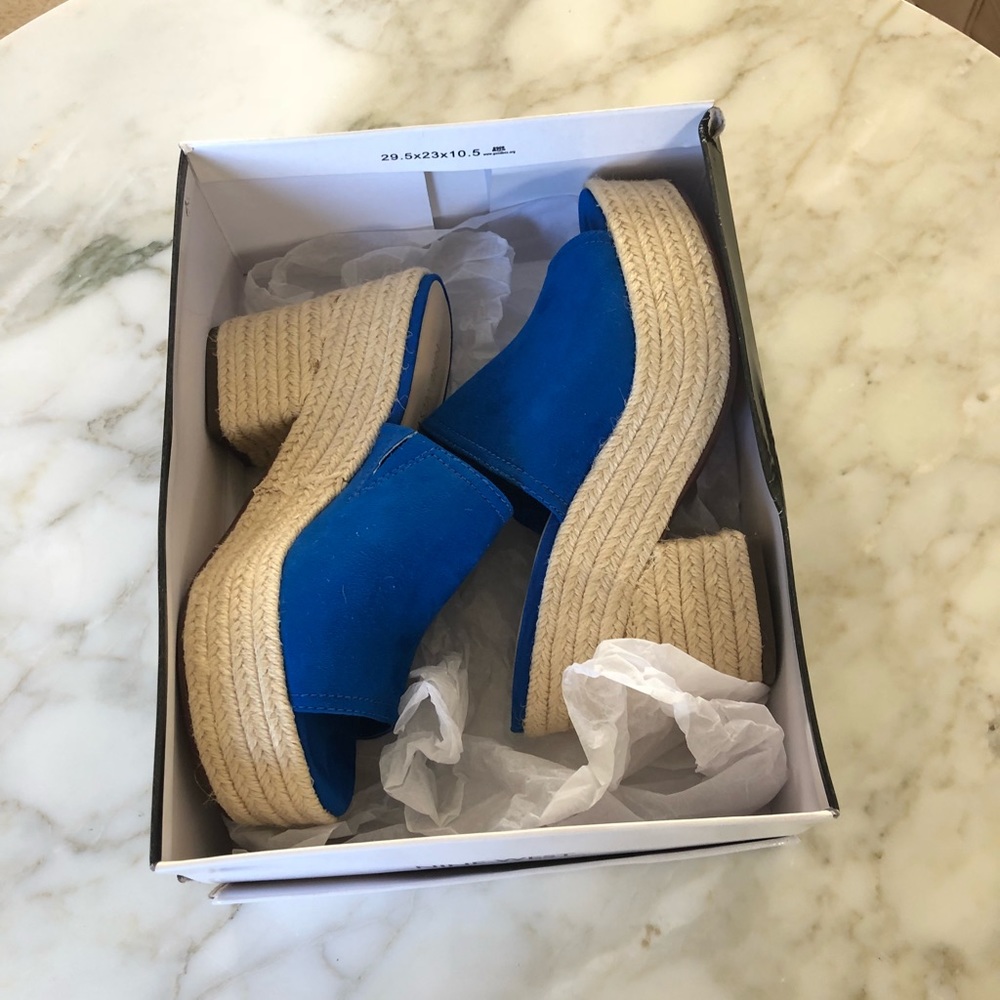 Nine West Blue Wedge Espadrille Sandals